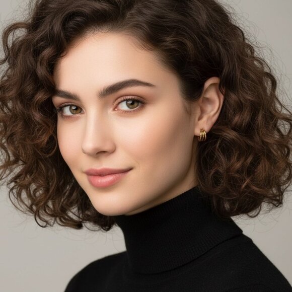 Minimalist Triple Hoop Earrings 18K Gold Plated Stainless Steel Small Dainty - Picture 6 of 12